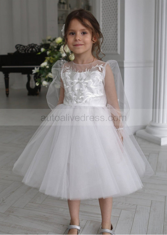 Ivory Lace Tulle Flower Girl Dress Baptism Dress